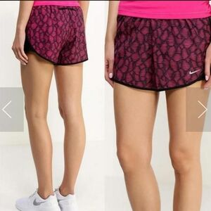 Nike Women's Pink and Black Patterned Dri-Fit Lined Athletic Shorts Medium